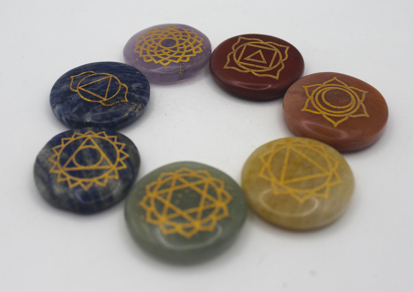 7 Chakra Engraved Stone Set