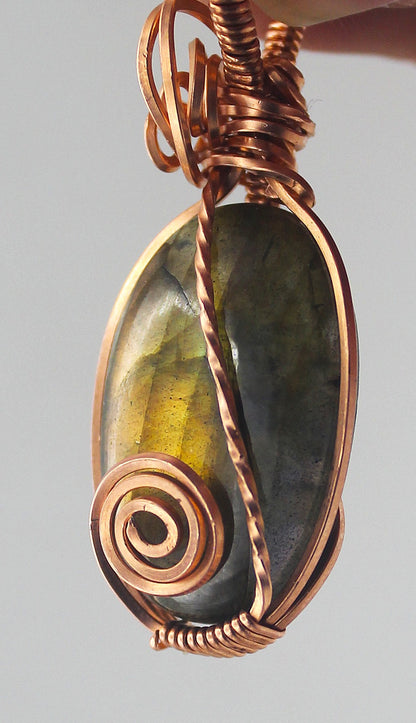 Raw Copper Labradorite Pendant Necklace
