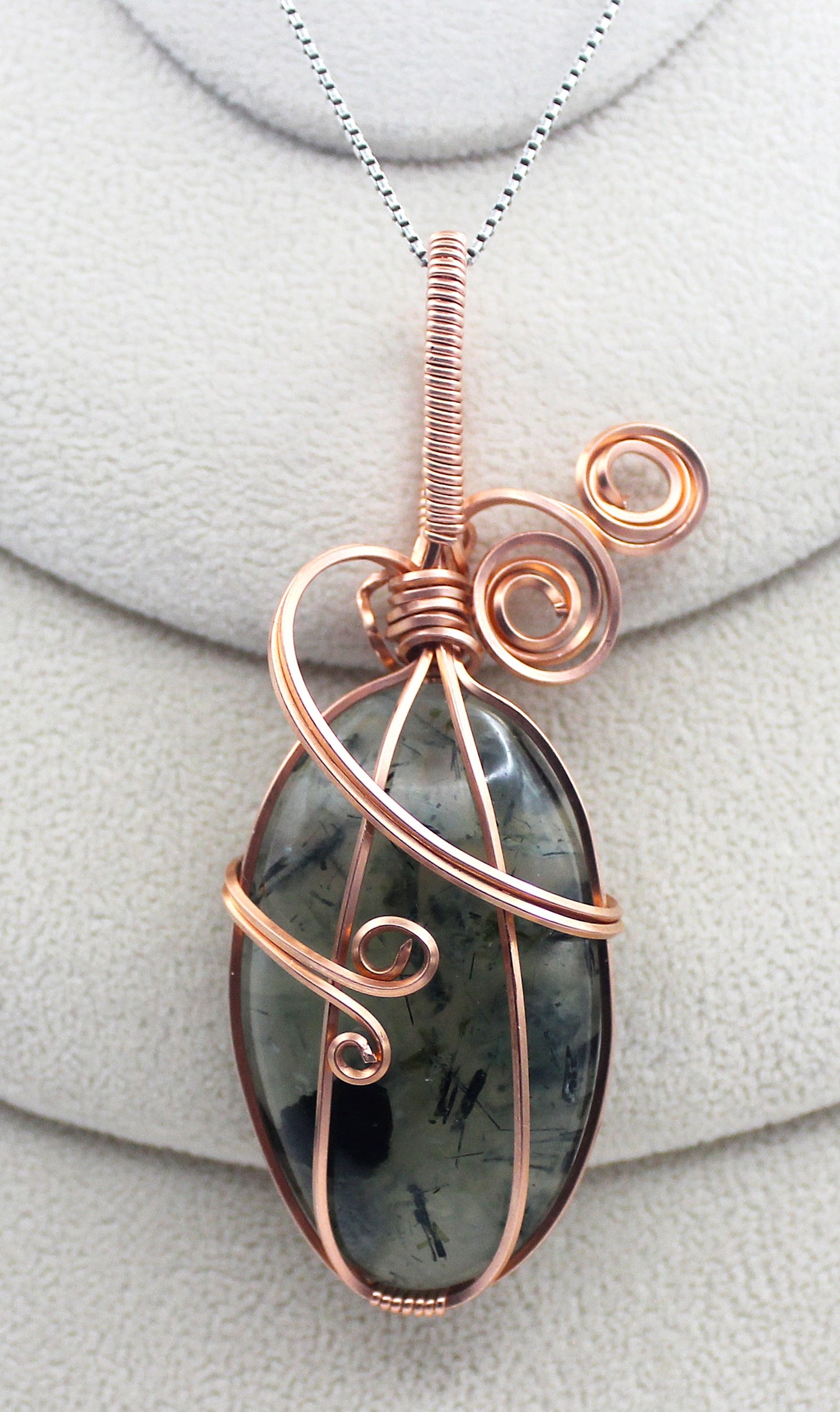 Raw Copper Prehnite Pendant Necklace