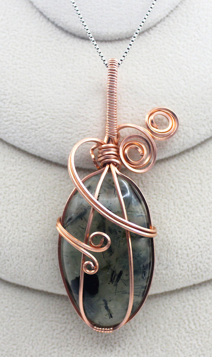 Raw Copper Prehnite Pendant Necklace
