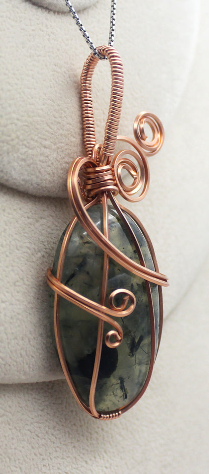 Raw Copper Prehnite Pendant Necklace