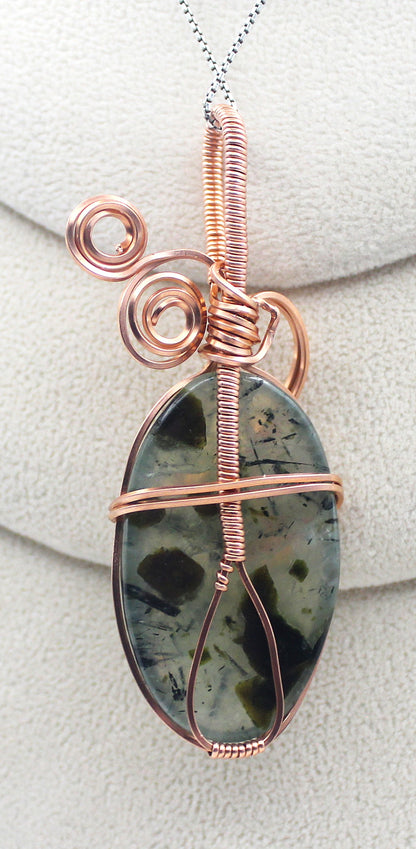 Raw Copper Prehnite Pendant Necklace