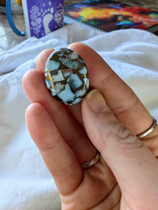 Larimar in Copper Matrix Cabochon Creation