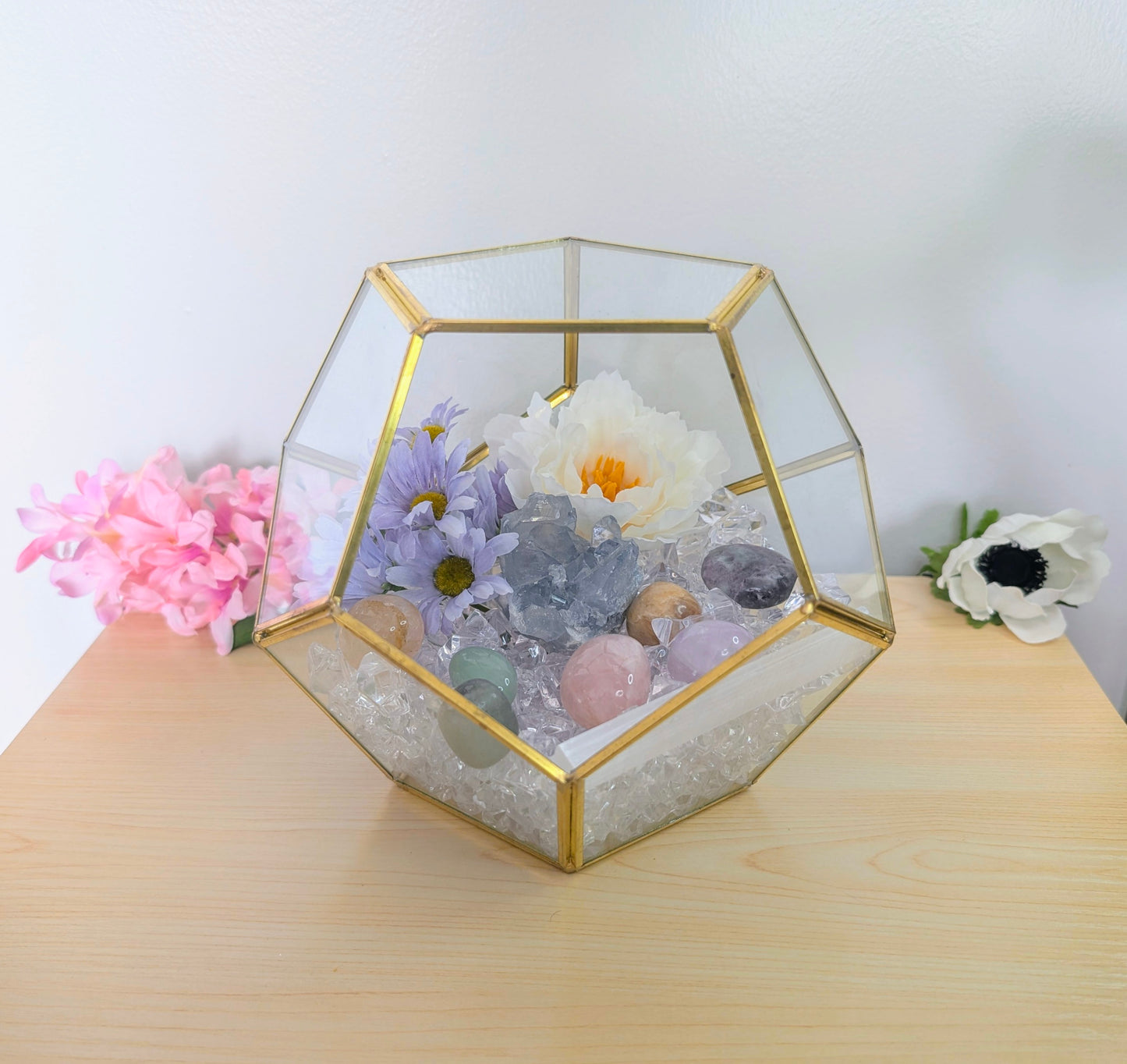 Pastel, Petals, & Peace Crystal Geode Terrarium
