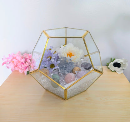 Pastel, Petals, & Peace Crystal Geode Terrarium