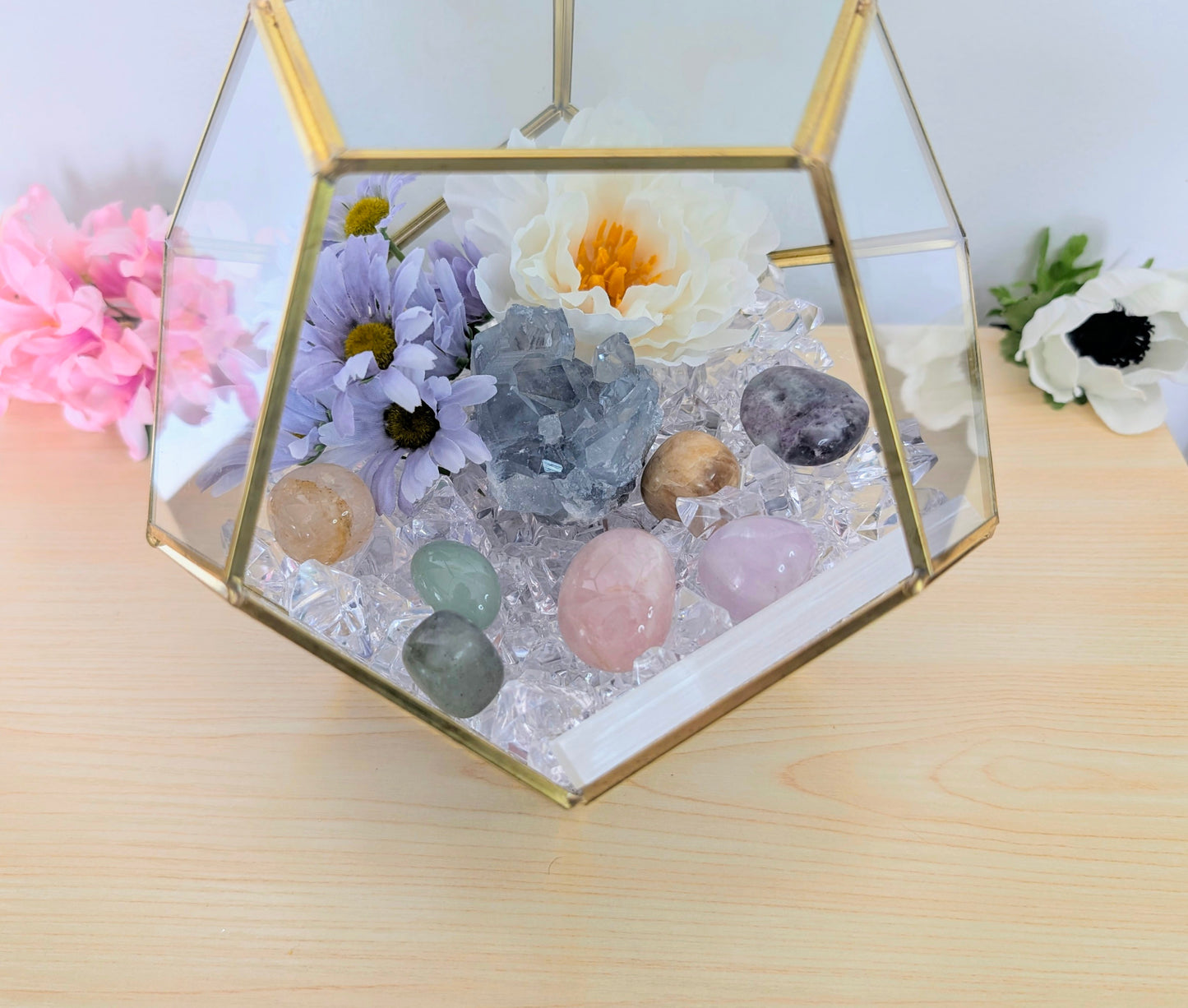 Pastel, Petals, & Peace Crystal Geode Terrarium