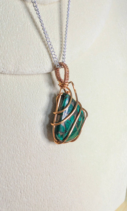 Malachite in Copper Matrix Cabochon