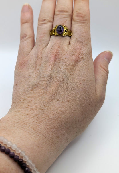 Ring Amethyst Gold Color Plated