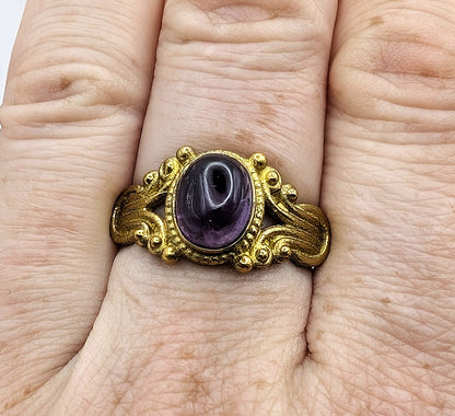 Ring Amethyst Gold Color Plated