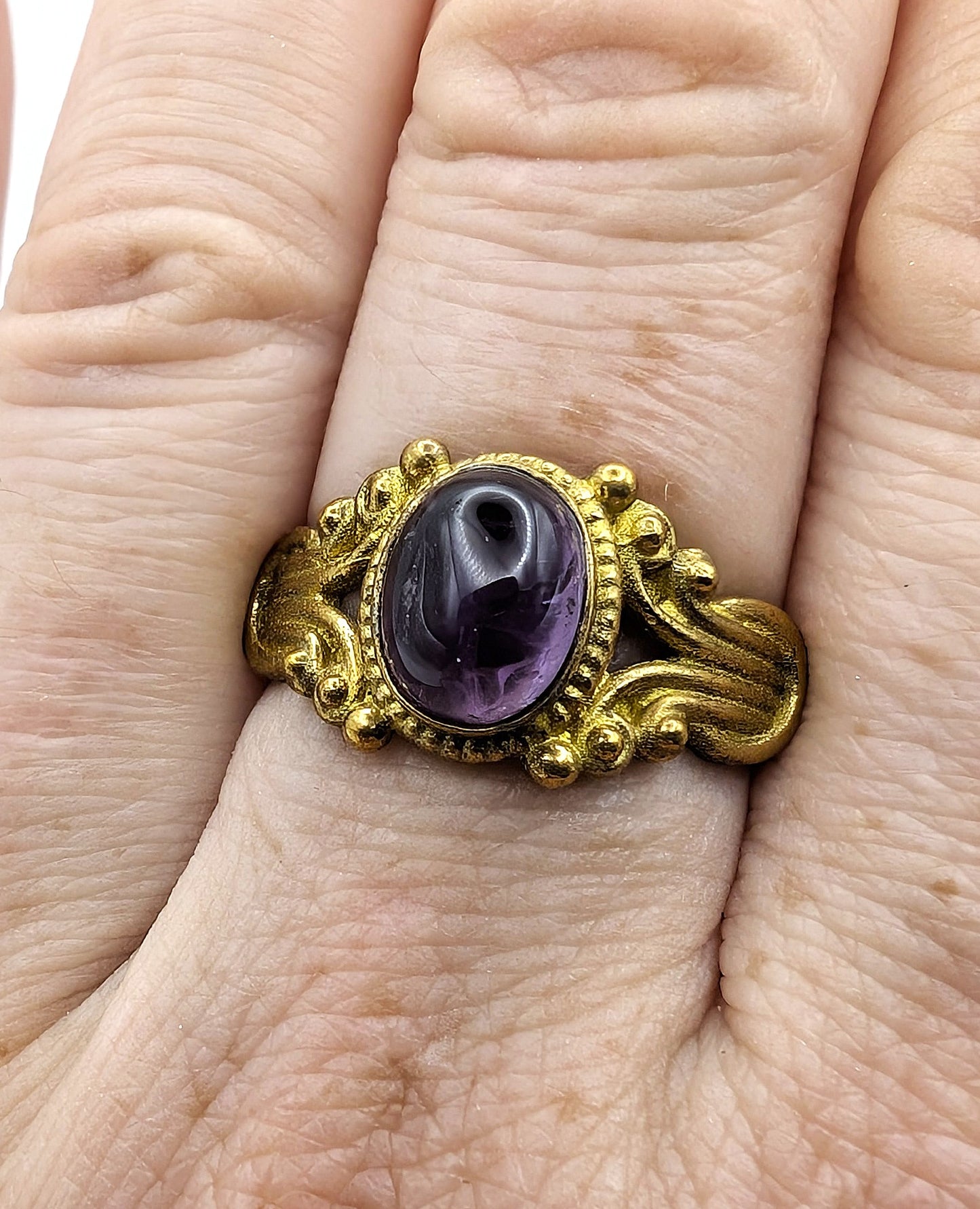 Ring Amethyst Gold Color Plated