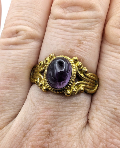 Ring Amethyst Gold Color Plated