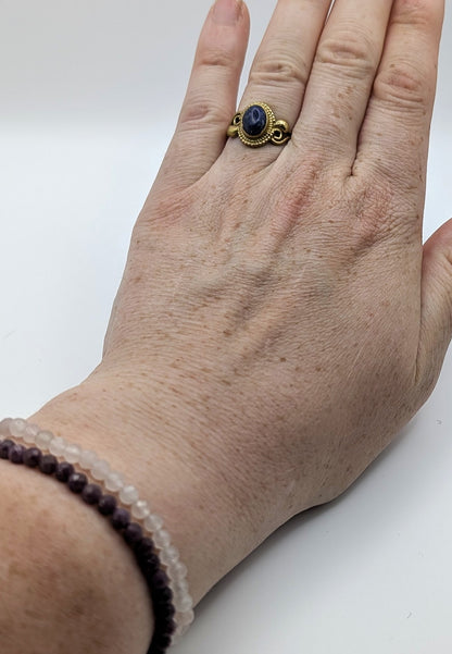 Ring Lapis Lazuli Gold Color Plated