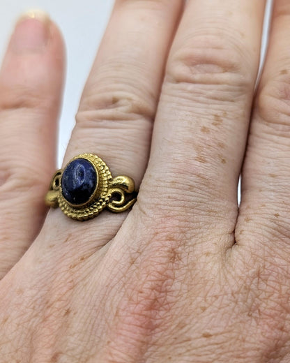 Ring Lapis Lazuli Gold Color Plated