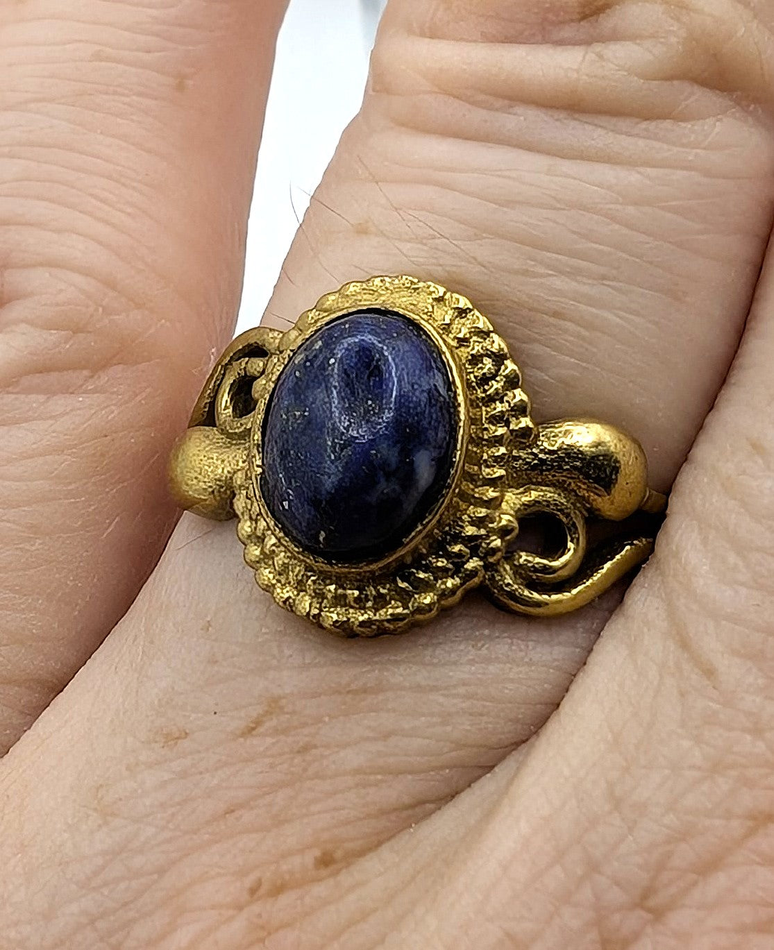 Ring Lapis Lazuli Gold Color Plated