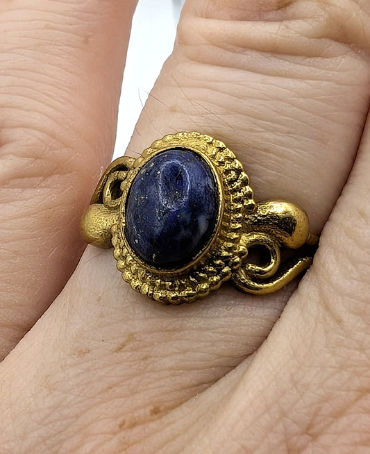 Ring Lapis Lazuli Gold Color Plated