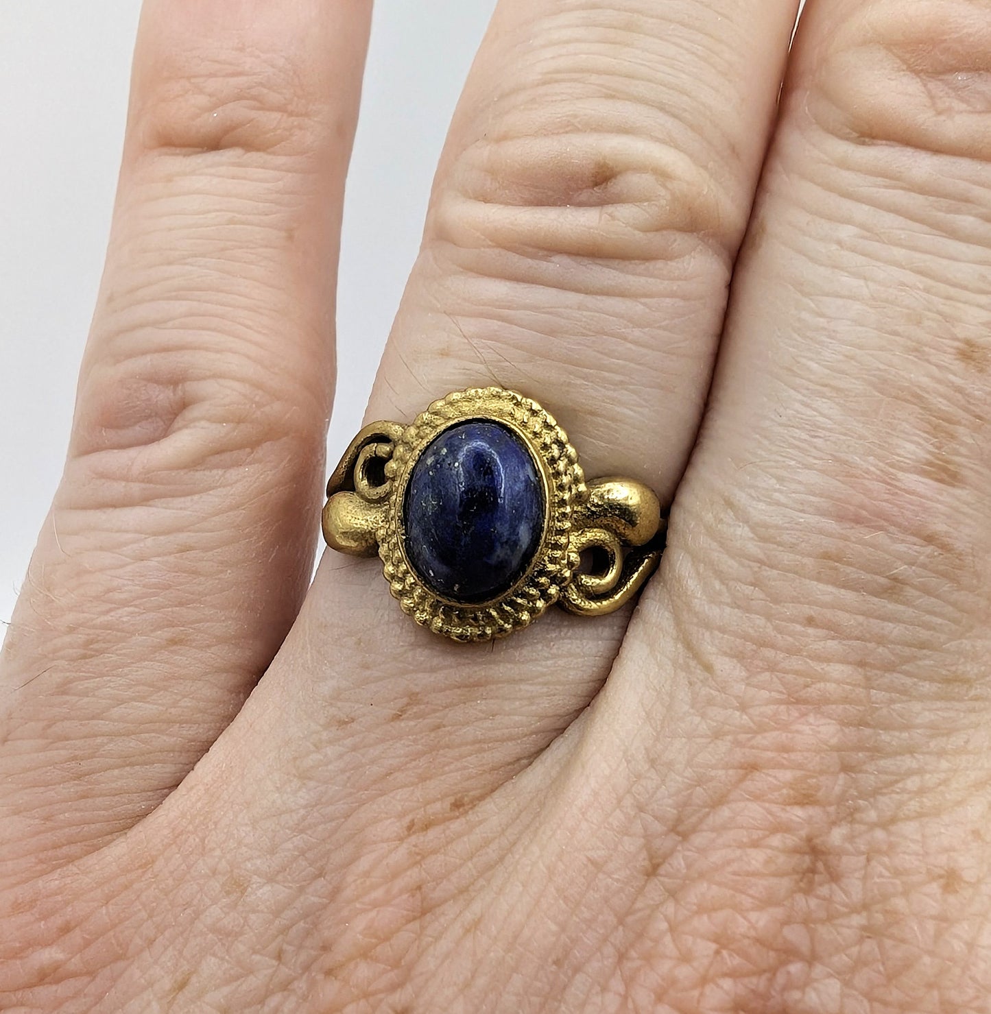 Ring Lapis Lazuli Gold Color Plated