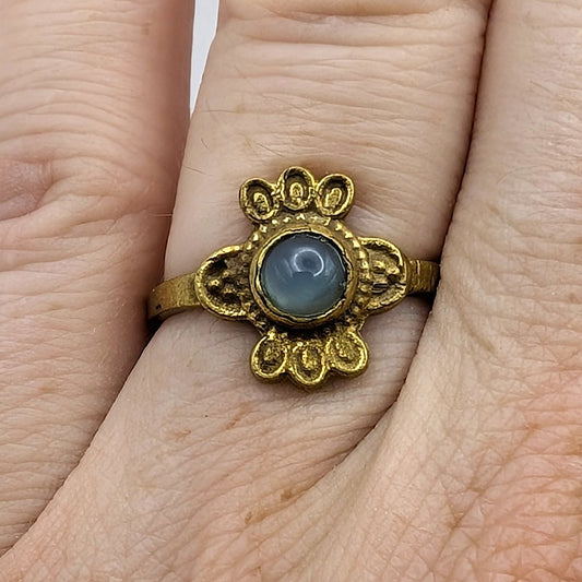 Ring Grey Cat’s Eye Gold Color Plated