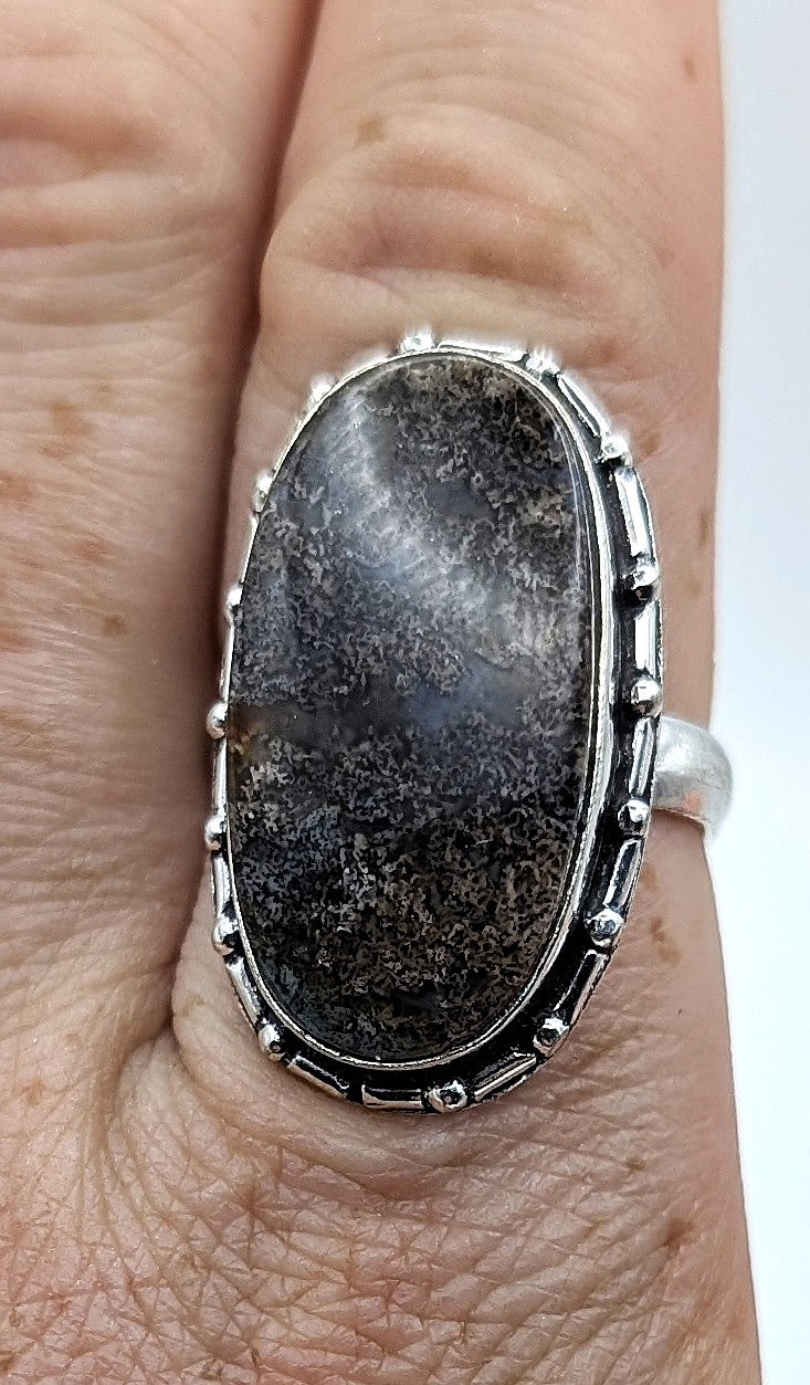 Ring Fossil Coral Silver Color Plated Statement