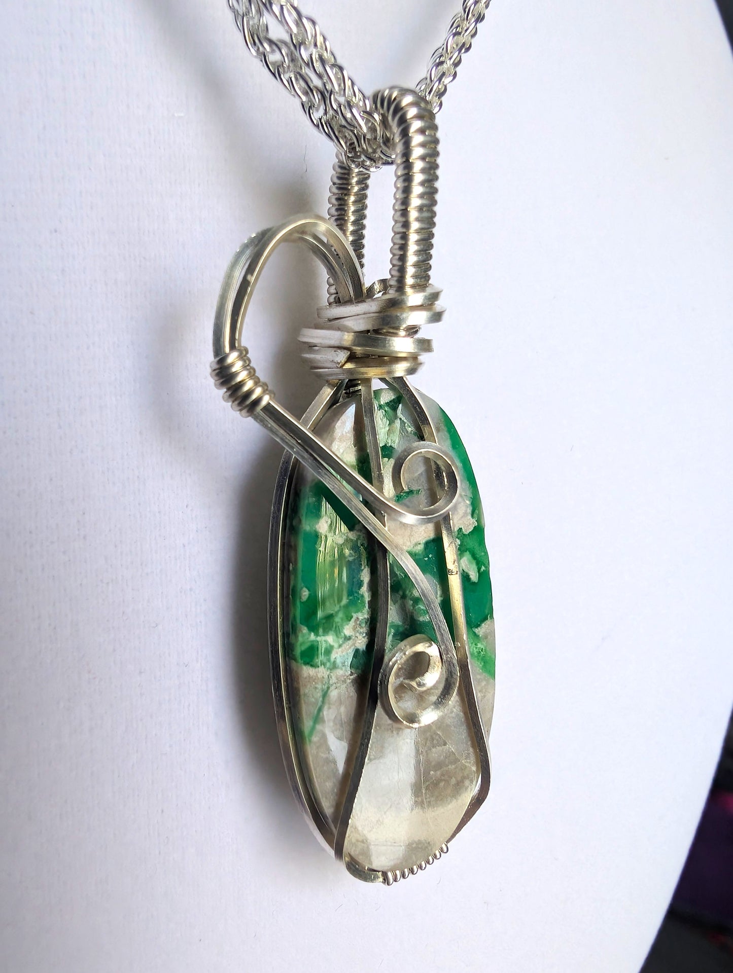 Silver .999 Fine Chrysoprase in Matrix Handmade Pendant Necklace – Heart-Centered Green Gemstone Jewelry for Emotional Renewal & Growth