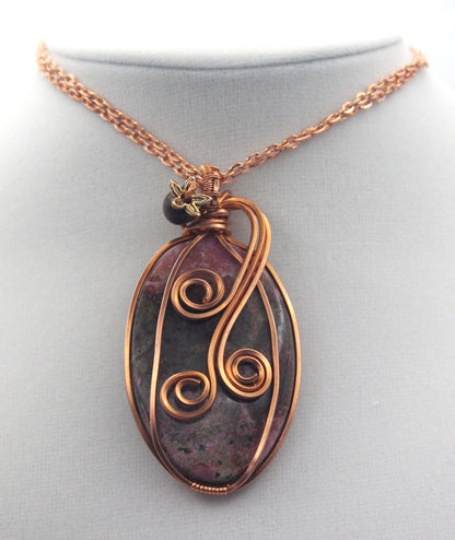 Raw Copper Caboltoan Calcite Beaded Pendant Neclace