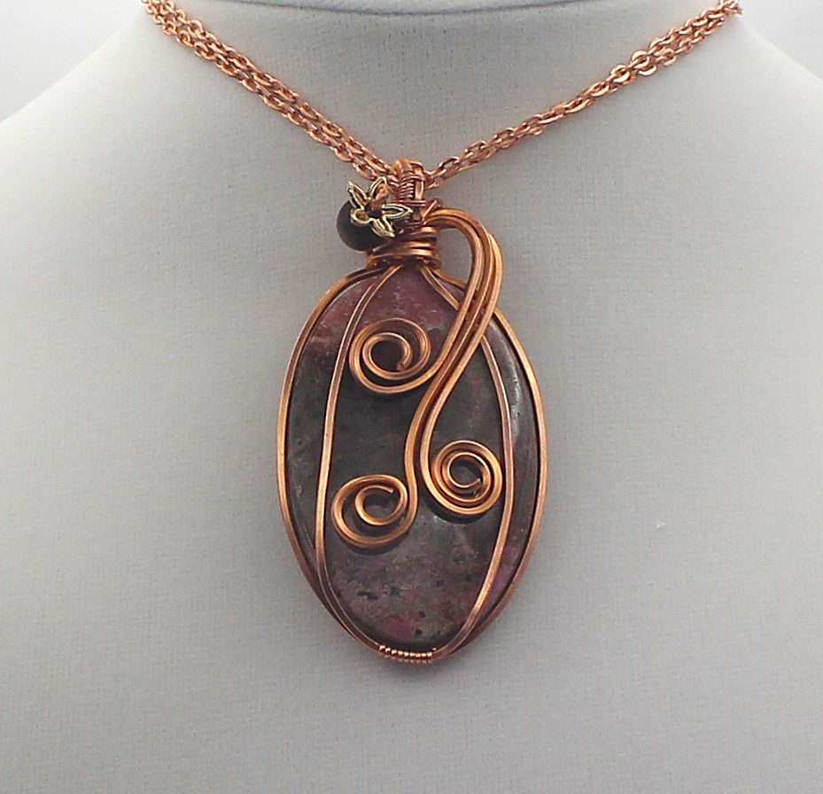 Raw Copper Caboltoan Calcite Beaded Pendant Neclace
