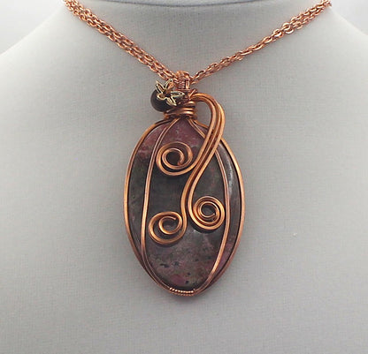 Raw Copper Caboltoan Calcite Beaded Pendant Neclace