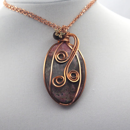 Raw Copper Caboltoan Calcite Beaded Pendant Neclace