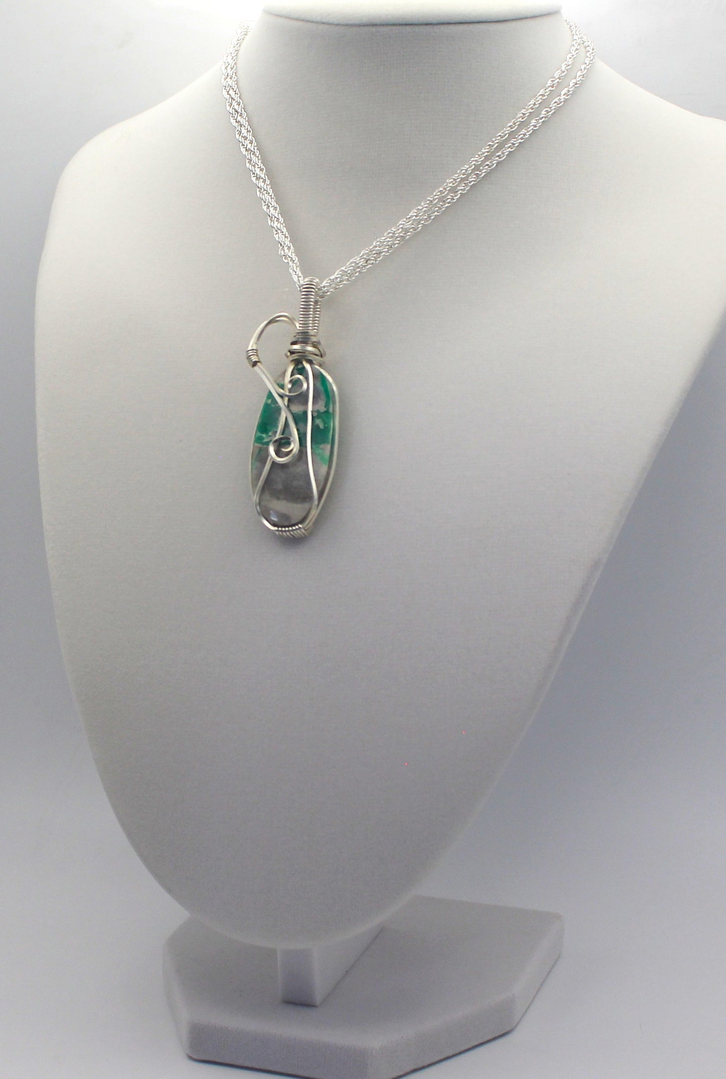 Silver .999 Fine Chrysoprase in Matrix Handmade Pendant Necklace – Heart-Centered Green Gemstone Jewelry for Emotional Renewal & Growth