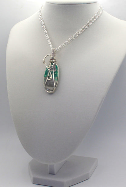 Silver .999 Fine Chrysoprase in Matrix Handmade Pendant Necklace – Heart-Centered Green Gemstone Jewelry for Emotional Renewal & Growth