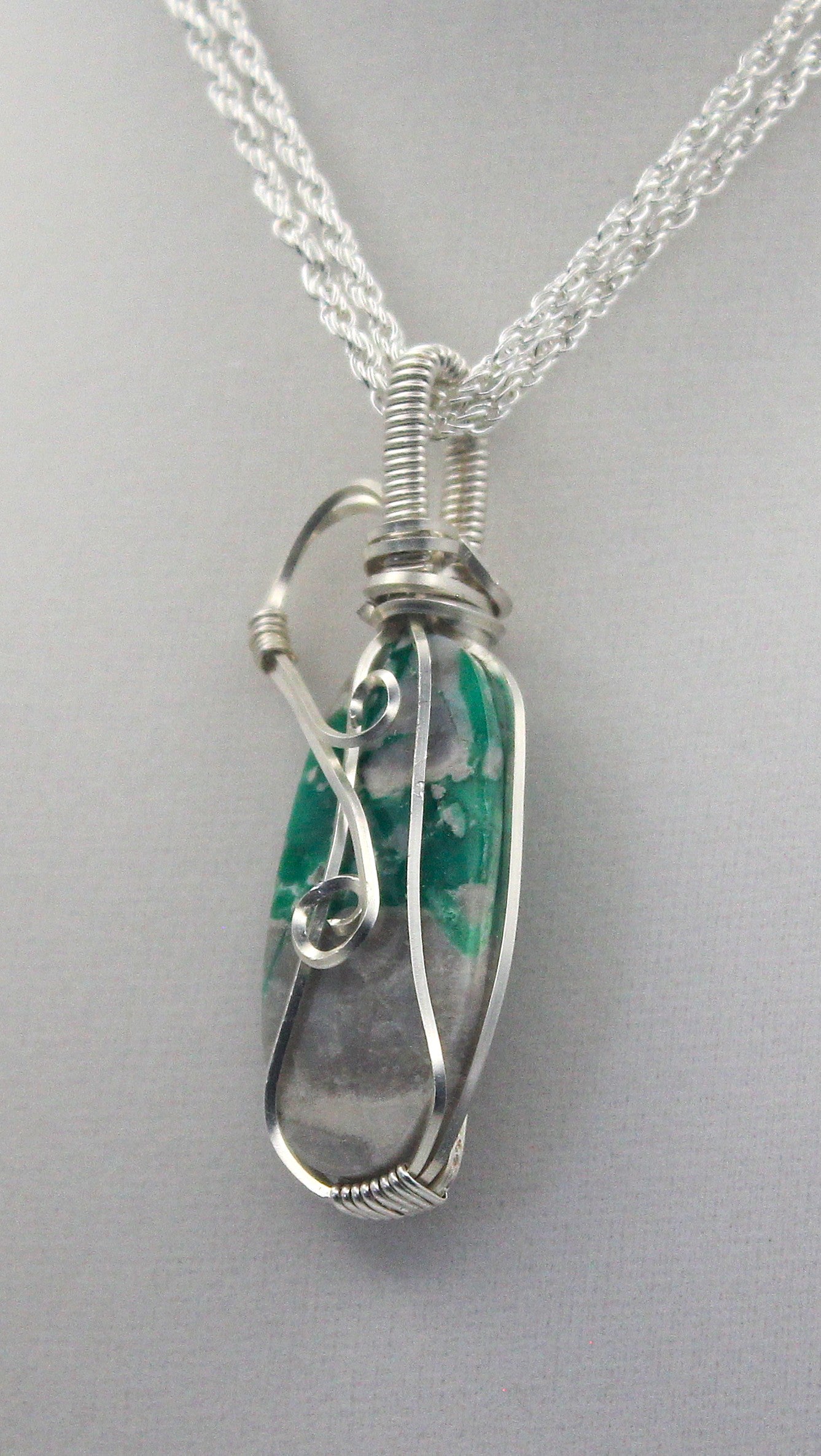 Silver .999 Fine Chrysoprase in Matrix Handmade Pendant Necklace – Heart-Centered Green Gemstone Jewelry for Emotional Renewal & Growth