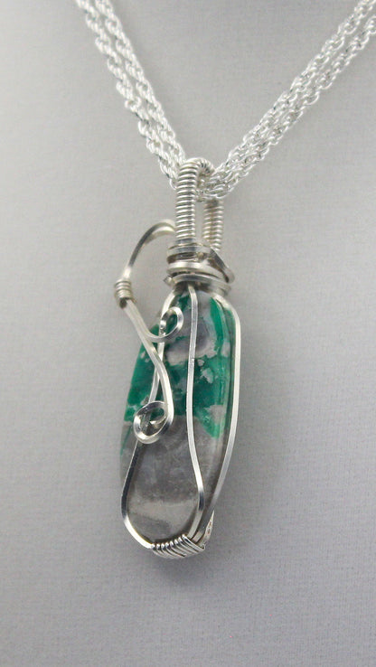 Silver .999 Fine Chrysoprase in Matrix Handmade Pendant Necklace – Heart-Centered Green Gemstone Jewelry for Emotional Renewal & Growth