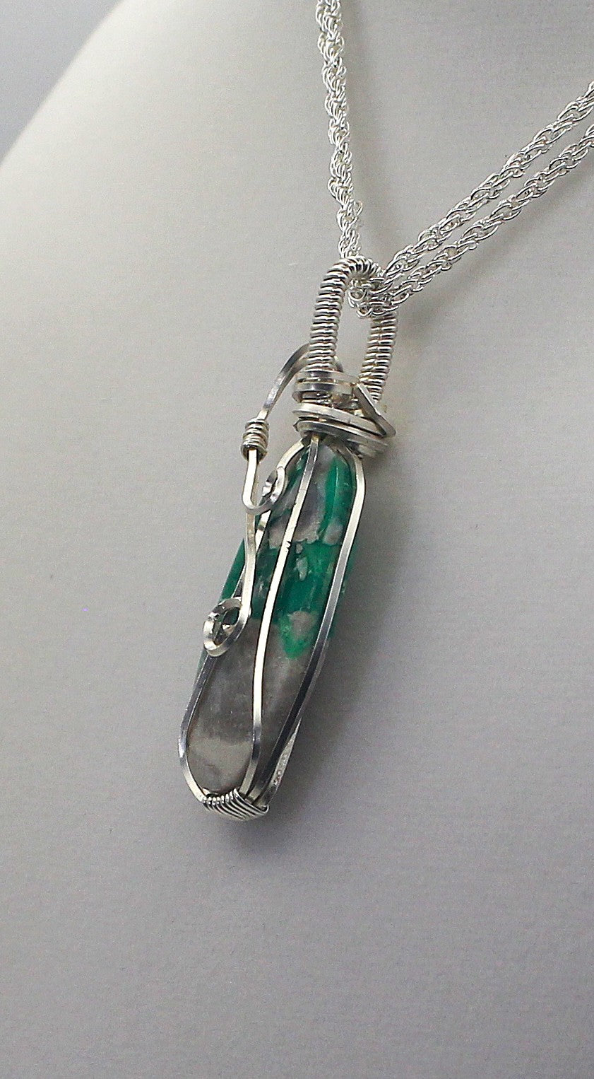 Silver .999 Fine Chrysoprase in Matrix Handmade Pendant Necklace – Heart-Centered Green Gemstone Jewelry for Emotional Renewal & Growth