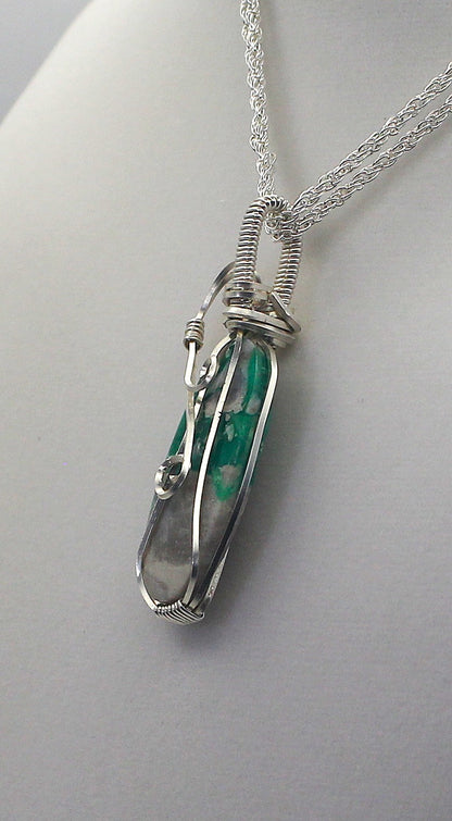 Silver .999 Fine Chrysoprase in Matrix Handmade Pendant Necklace – Heart-Centered Green Gemstone Jewelry for Emotional Renewal & Growth
