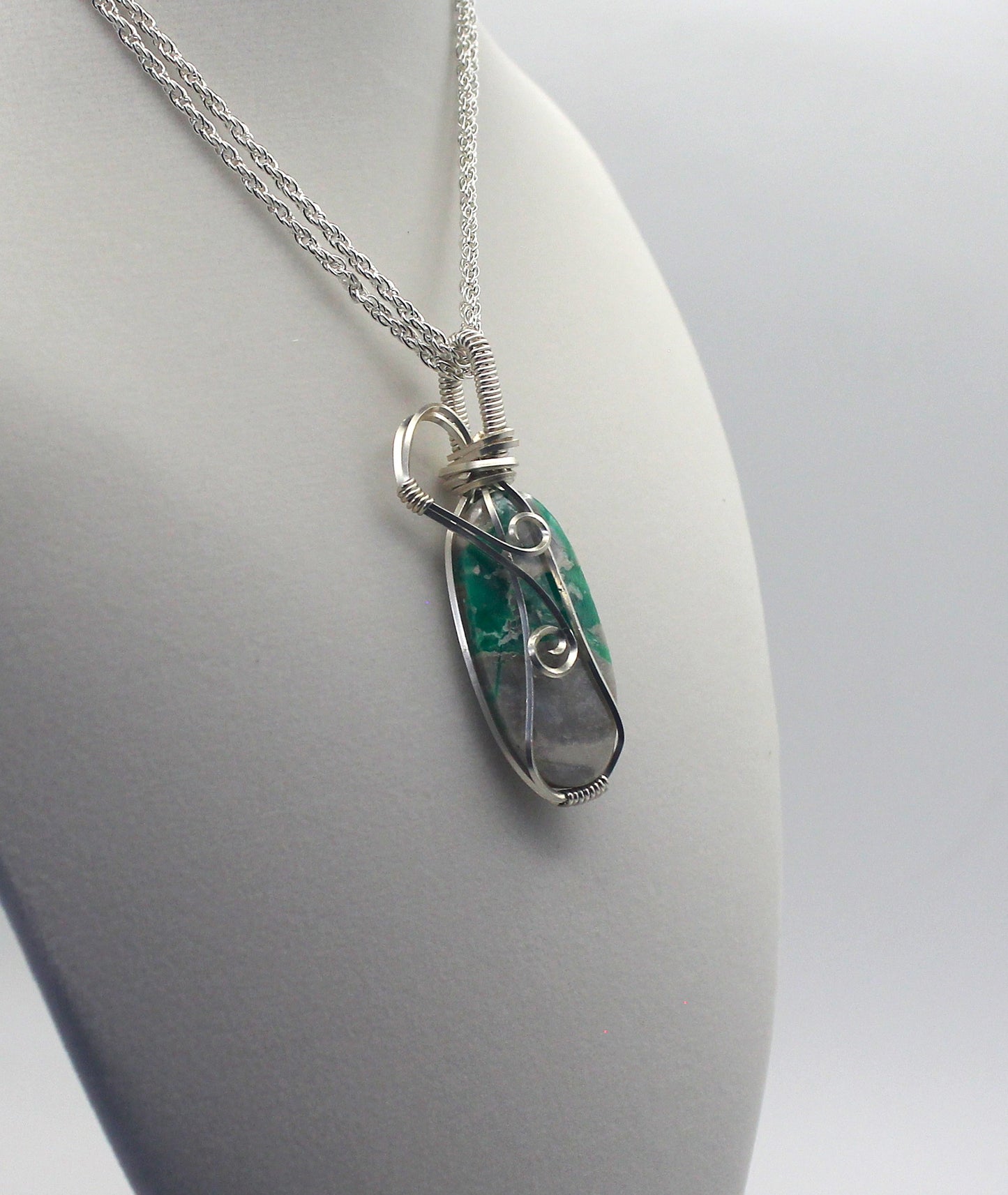 Silver .999 Fine Chrysoprase in Matrix Handmade Pendant Necklace – Heart-Centered Green Gemstone Jewelry for Emotional Renewal & Growth