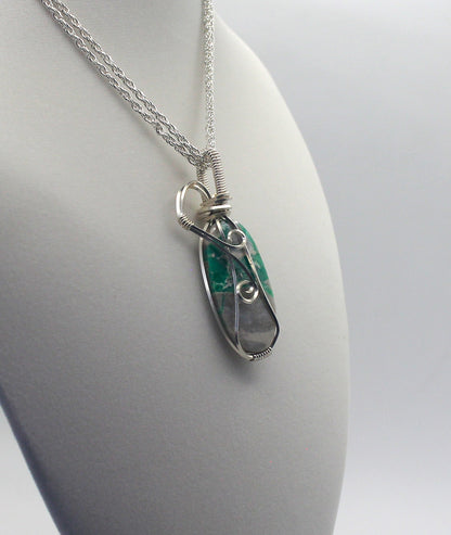 Silver .999 Fine Chrysoprase in Matrix Handmade Pendant Necklace – Heart-Centered Green Gemstone Jewelry for Emotional Renewal & Growth