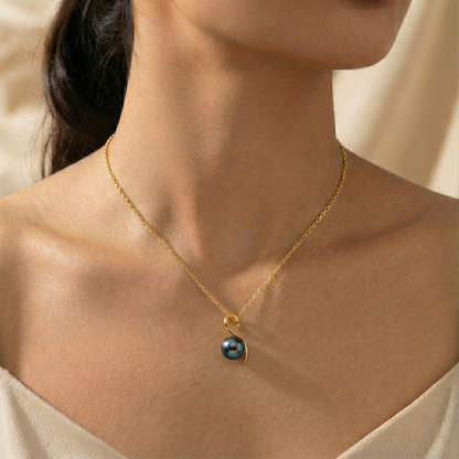 Tahitian Black Pearl Twist Necklace