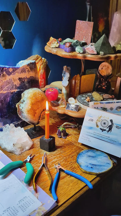 Raw Copper Shark Tooth with Abalone Shell Pendant Necklace