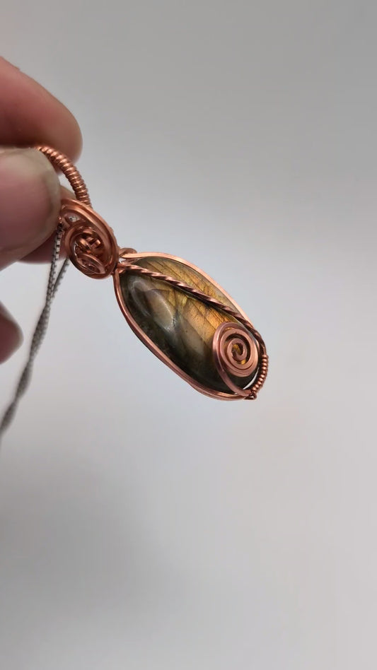 Raw Copper Labradorite Pendant Necklace