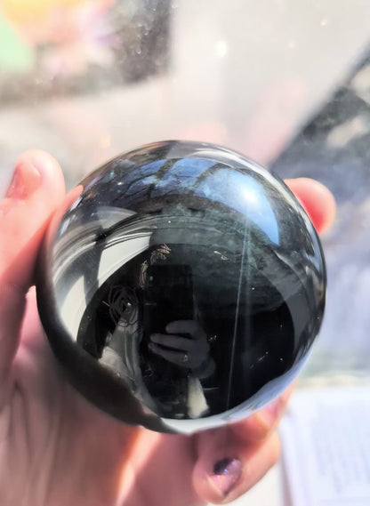 Rainbow Obsidian Sphere – Protection, Grounding & Emotional Insight