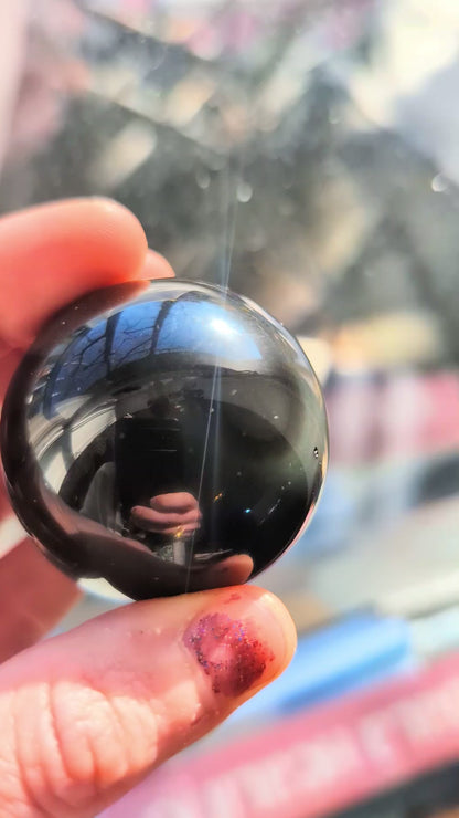 Rainbow Obsidian Sphere – Protection, Grounding & Emotional Insight