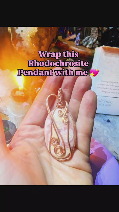 Raw Copper Rhodochrosite Pendant Necklace – Emotional Healing & Heart-Centered Energy