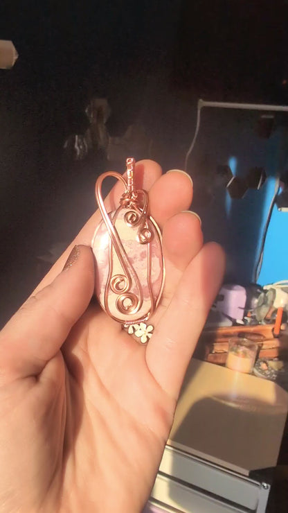 Raw Copper Rhodochrosite Pendant Necklace – Emotional Healing & Heart-Centered Energy