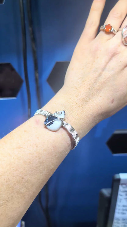 Silver Argentium Zebra Jasper Cuff Bracelet – Handmade Stone Cuff for Balance & Grounding