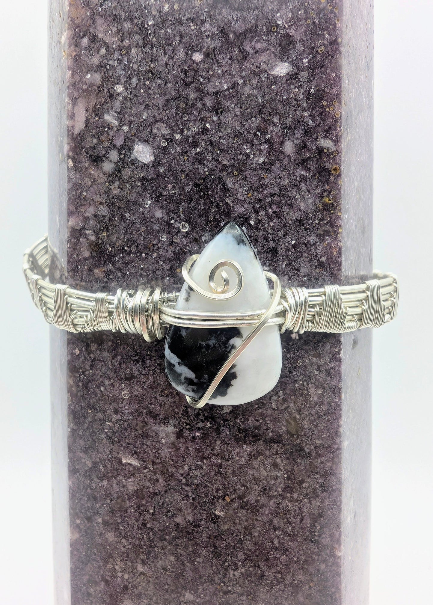 Silver Argentium Zebra Jasper Cuff Bracelet – Handmade Stone Cuff for Balance & Grounding