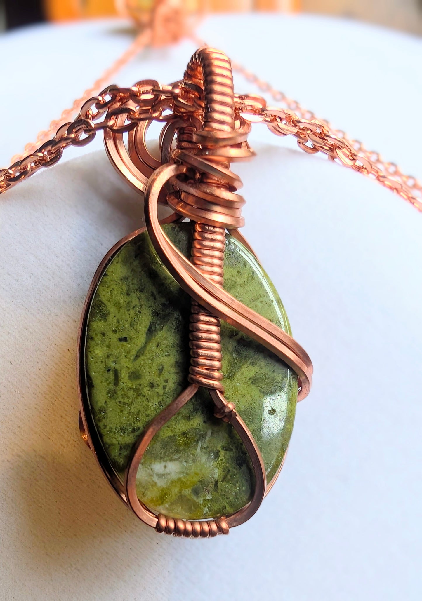 Raw Copper Unakite Pendant Necklace