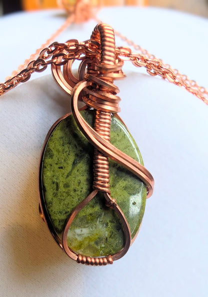 Raw Copper Unakite Pendant Necklace