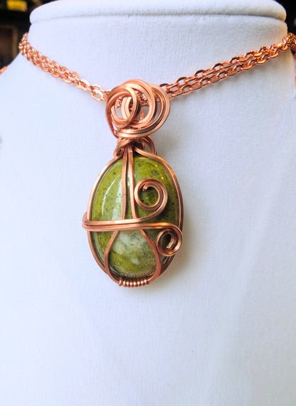 Raw Copper Unakite Pendant Necklace