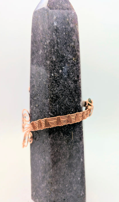 Raw Copper Labradorite Bracelet – One-of-a-Kind Handcrafted Wire-Wrapped Cuff