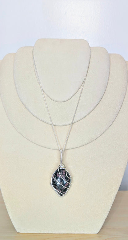 Rhodonite Cabochon *Sterling Silver* Necklace