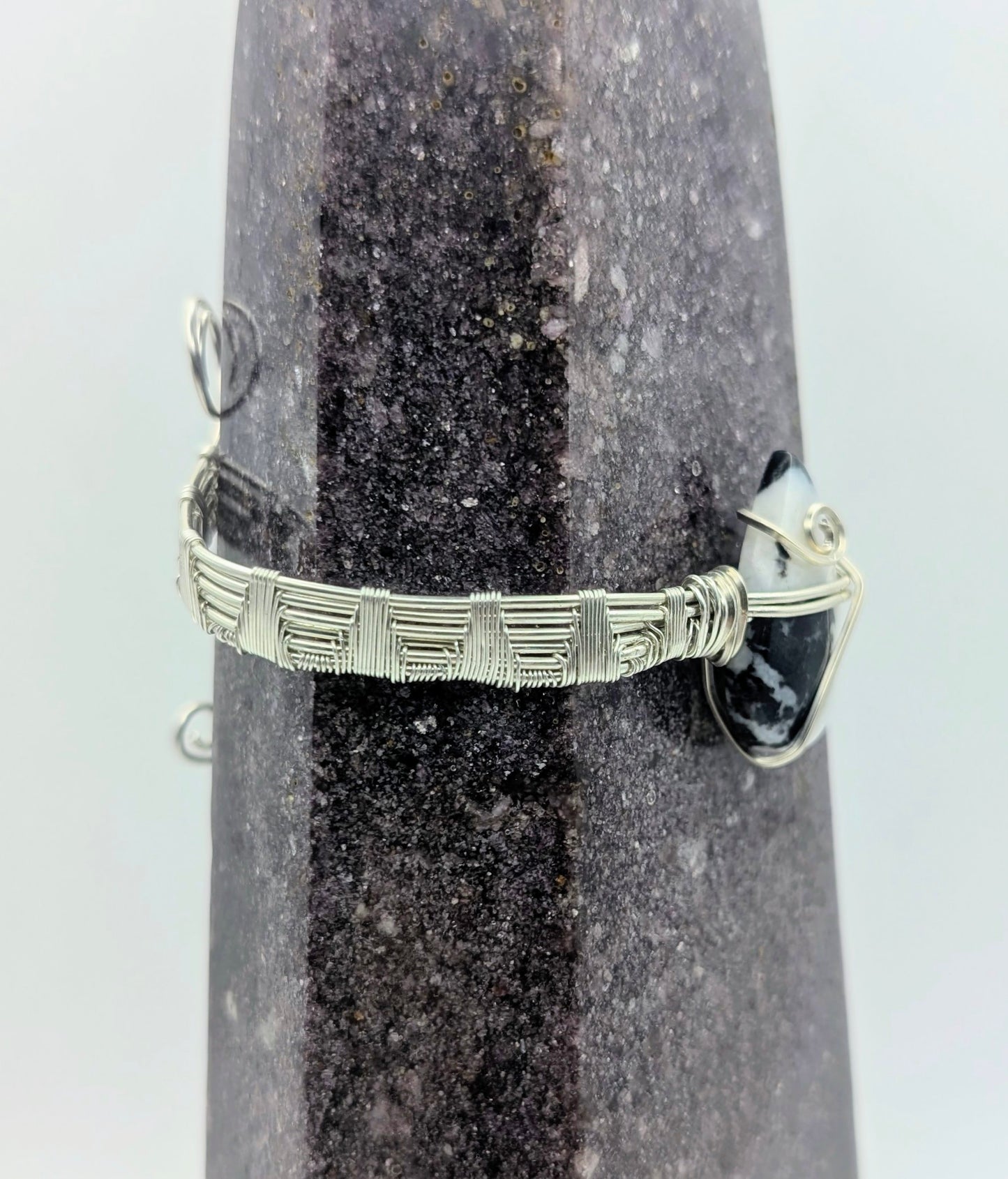 Silver Argentium Zebra Jasper Cuff Bracelet – Handmade Stone Cuff for Balance & Grounding